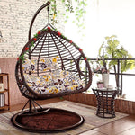 Hanging Basket Chair Rattan Family Swing Balcony Indoor Hammock Outdoor Cradle Courtyard Single Person Black + Armrest