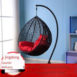 Outdoor Balcony Hanging Chair Large Basket Indoor Outdoor Balcony Swing Bird's Nest Single Rocking Chair Hammock Black Red Cushion