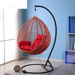 Outdoor Balcony Hanging Chair Large Basket Indoor Outdoor Balcony Swing Bird's Nest Single Rocking Chair Hammock Black Red Cushion