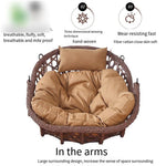 Hand-made Balcony Double Person Hanging Basket Outdoor Swing Bird's Nest Chair Nordic Rattan Chair Bed Indoor Cradle Outdoor Swing Rocking Chair Lazy Chair Straw Hat Style