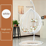 Hanging Basket Single Chair Balcony Swing Indoor Rattan Rocking Reclining Chair Bird's Nest Courtyard Rattan Single Double Bird's Nest Dormitory Bedroom Hammock Single White With Armrest + Big Gift Bag