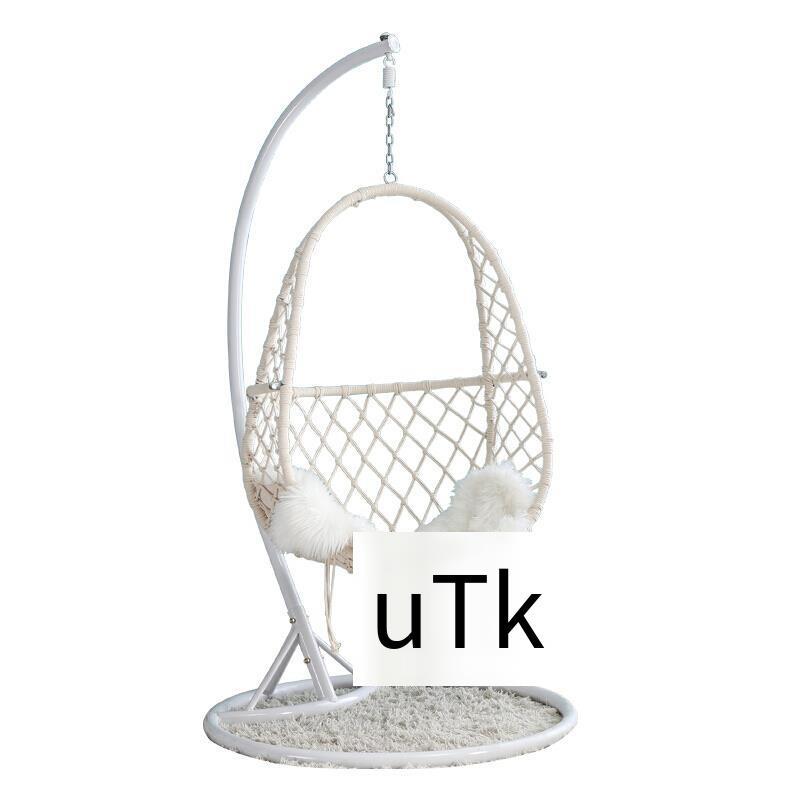 Hanging Chair Net Red Basket Rattan Bedroom Swing Girl Single Room Balcony Orchid Chair Hammock Cradle Chair A Beige Single