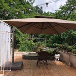 Outdoor Umbrella Sunshade Umbrella Outdoor Umbrella Khaki Super Large Thick 3.5m Round [with 100kg Marble Rotary Base]