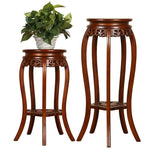 Solid Wood Flower Rack Living Room Pot Landing Chinese Indoor Multi-storey Living Room Simple Modern European Storage Rack Type A - Flowers And Plants Chestnut (diameter 30 * Height 30 Cm)