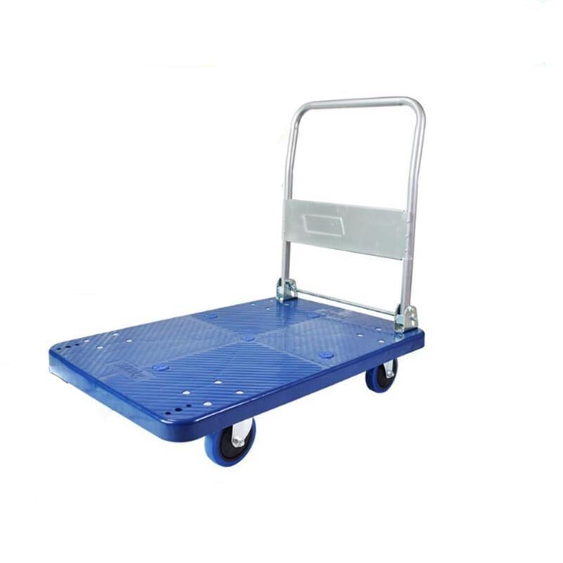 500KG Capacity Folding Hand Cart Platform Trolley Warehouse Flatbed Plastic Folding Truck Cart Elastic Wheel For Easy Transportation 110 * 65cm