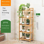 Modern Simple And Simple Floor Bamboo Balcony Flower Rack Living Room Multi-layer Wooden Flower Pot Rack Multi Meat Folding Indoor Flower Rack Storable Layer Rack Storage Rack 5 Layers Wide 50