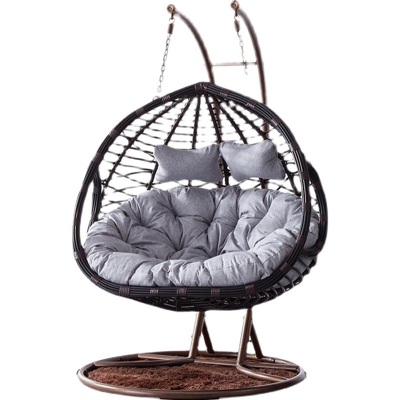 Leisure Hanging Basket Hanging Basket Swing Rattan Chair Balcony Cradle Chair Indoor Courtyard Leisure Rocking Chair Double Pole Coffee