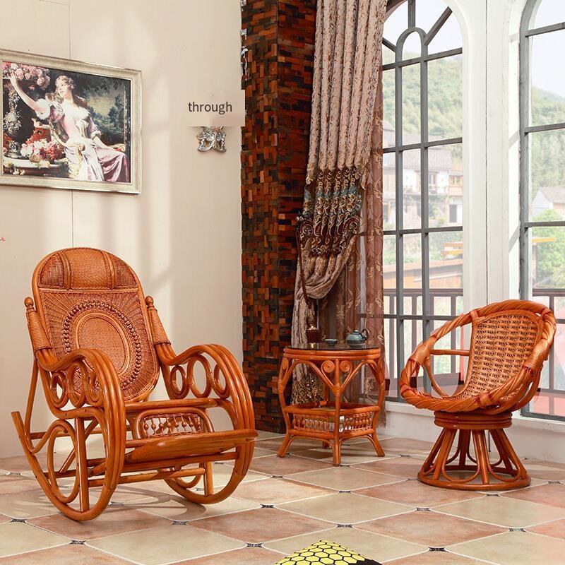 Rattan Chair Rocking Chair Adult Lunch Break Couch Reclining; ECVV USA ...