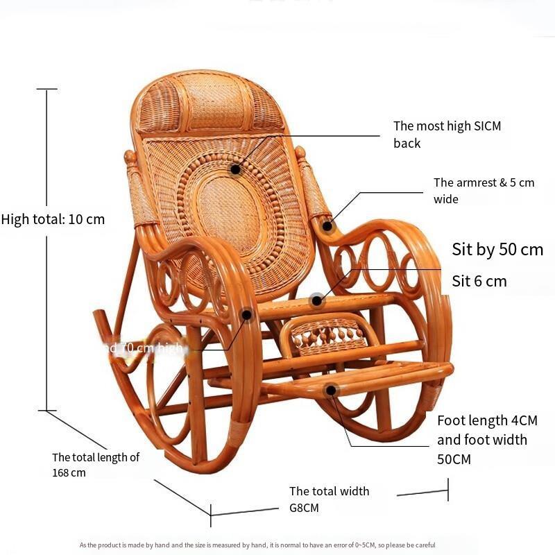 Rattan Chair Rocking Chair Adult Lunch Break Couch Reclining; ECVV USA ...