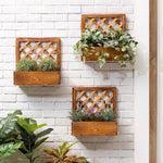 Balcony Wall Mounted Fleshy Green Pineapple Flower Rack Living Room Courtyard Simple Multi-layer Solid Wood Hanging Flower Rack Sub Flower Pot Rack Indoor Wall Storage Rack [thickened Material] Grid Style (single)