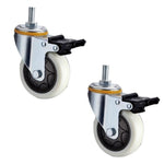 3 Inch Lead Screw Plastic Double Brake Beige Polypropylene (PP) Caster Medium Double Ball Bearing Universal Wheel 4 Sets / Set