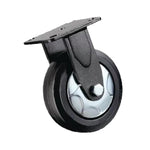 6 Inch Fixed Heavy Black High Elastic Natural Rubber (ER) Caster Directional Wheel 4 Sets / Set