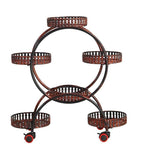 Flower Rack Storage Rack Balcony Iron Multi-layer Belt Wheel Living Room Decoration Floor Type Green Luo Indoor Red Copper 6 Basin Luxury Version (with Brake Universal Wheel)