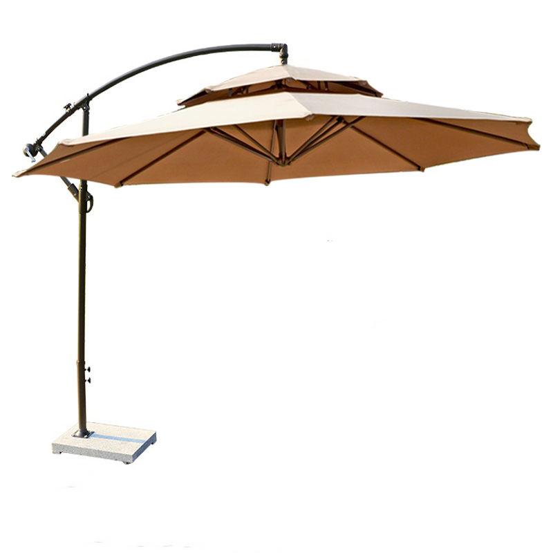 european patio umbrella 2.7m Double Top Umbrella Coffee Color With Marble Base Stall; ECVV USA – ECVV.us