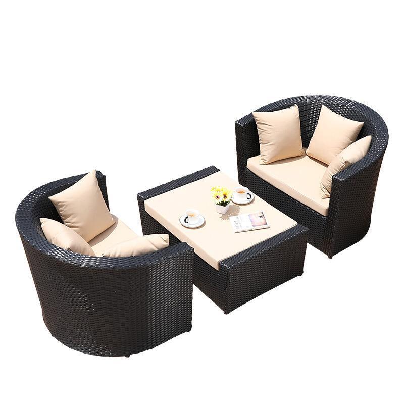 Chair Three Piece Combination Outdoor Leisure Sofa Tea Table Outdoor Courtyard Garden Teng Chair Balcony Table Chair Rattan Sofa Combination