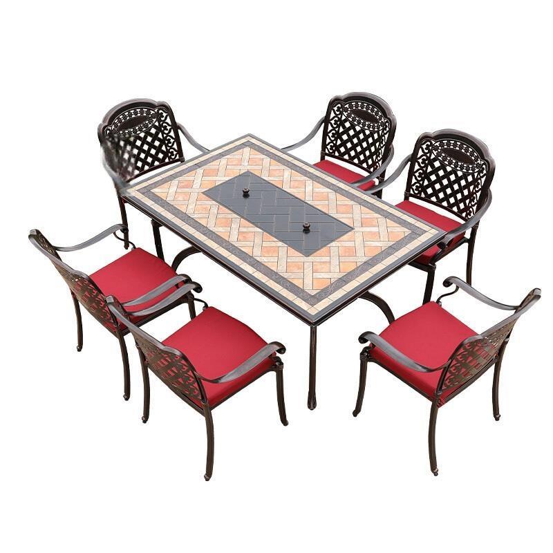 Outdoor Barbecue Courtyard Table And Chair Household Stove Iron Open-air Dining Table Cast Aluminum Leisure Table And Chair Single Barbecue Table