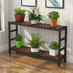 Flower Rack Iron Art European Style Flower Rack Indoor Multi-storey Living Room Flower Rack Floor Type Balcony Wooden Flower Pot Rack Solid Wood Pot Rack Ladder Length 120 * Width 30 * Height 66 (double-layer Widening)