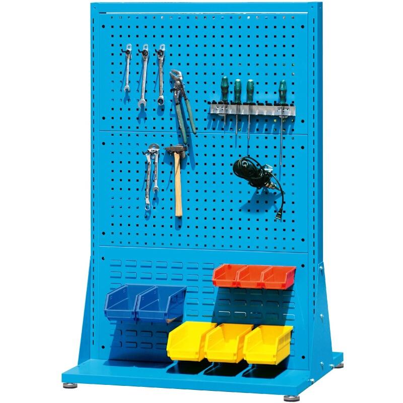 Fixed Single Side Material Finishing Rack 1000 × 610 × 1565mm (2 Square Holes And 1 Shutter) Blue
