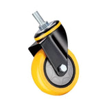 4 Inch Lead Screw Movable Orange Yellow Polyurethane (PU) Caster Medium Single Ball Bearing Universal Wheel 4 Sets / Set
