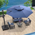 Outdoor Umbrella Courtyard Garden Terrace Villa Large Sun Umbrella Advertisement 4 M Square Sunbrella Roman Umbrella 3.5 M Square Beige With 200kg Water Tank