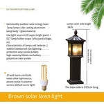 Solar Lawn Lamp New Chinese Outdoor Waterproof Courtyard Aisle Lamp Outdoor Villa Garden Household Landscape Lamp Solar Lawn Lamp