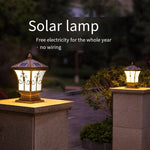 Solar Column Head Lamp Outdoor Courtyard Lamp Household Wall Lamp Waterproof Garden Villa Park Gate Lamp Solar Dual-purpose Model Remote Control