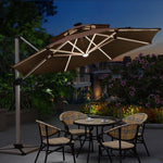 Outdoor Sunshade Courtyard Umbrella Roman Large Balcony Terrace Garden Stall Umbrella 2.5m Square Led Light Strip [with 80kg Cement Base]