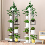 Flower Shelf Indoor Flower Pot Living Room Balcony Rack White Height: 80cm (4 Floors And 5 Pots)