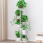 Flower Shelf Indoor Flower Pot Living Room Balcony Rack White Height: 80cm (4 Floors And 5 Pots)