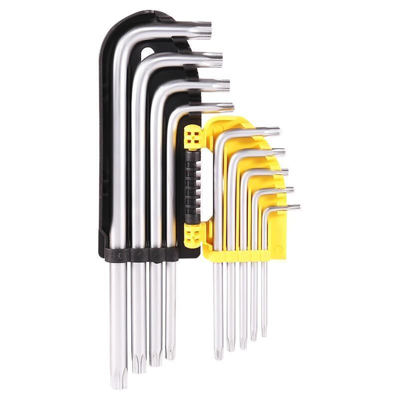 Meter Shaped Hexagon Star Box Screw Driver Inner Hexagon Star Hexagon Box Middle Hole Inner Hexagon Wrench 9-piece Set Long Middle Hole Flower Type Inner Hexagon 9-piece Set