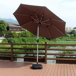 Sun Umbrella Outdoor Courtyard Sunshade Central Column Stall Fishing Balcony Rooftop Garden Umbrella E12 2 2.7m Aluminum Pole Dark Green Sunshade Rainproof Model Without Base