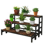 Flower Rack Iron Art European Style Flower Rack Indoor Multi-storey Living Room Flower Rack Floor Type Balcony Wooden Flower Pot Rack Solid Wood Pot Rack Ladder Length 120 * Width 30 * Height 66 (double-layer Widening)