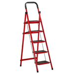 Red Ladder Folding Ladder Multi Function Ladder Thickened Miter Ladder Portable Multi Purpose Storage Ladder Four Step Ladder 142cm