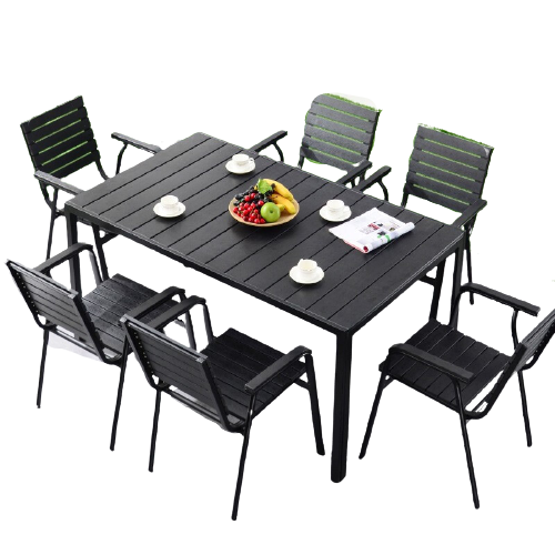 Outdoor Plastic Wood Table And Chair Villa Outdoor Courtyard Garden Leisure Balcony Table And Chair Combination Net Red Outdoor Terrace Coffee Shop